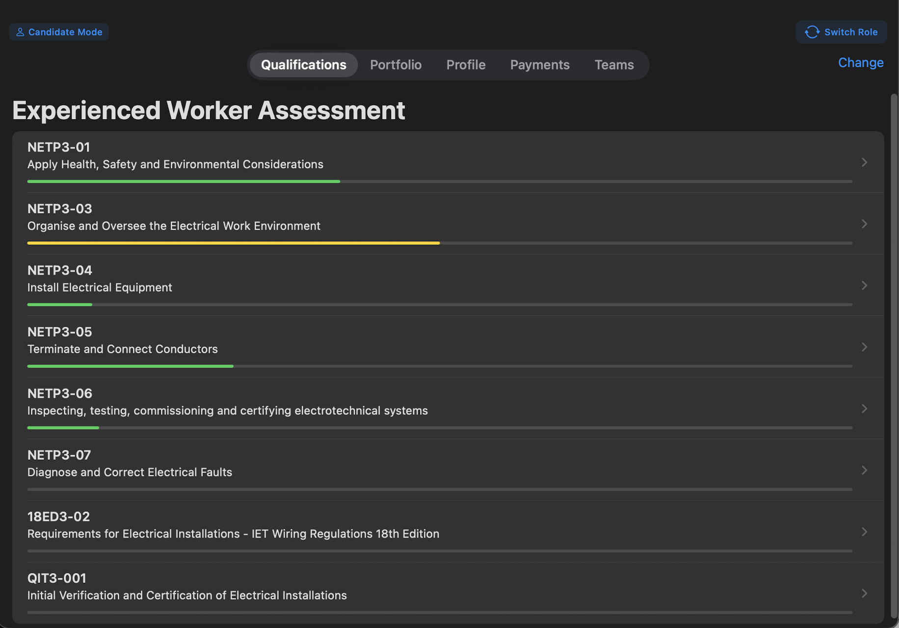 EWA Tracker iPad - Experienced Worker Assessment