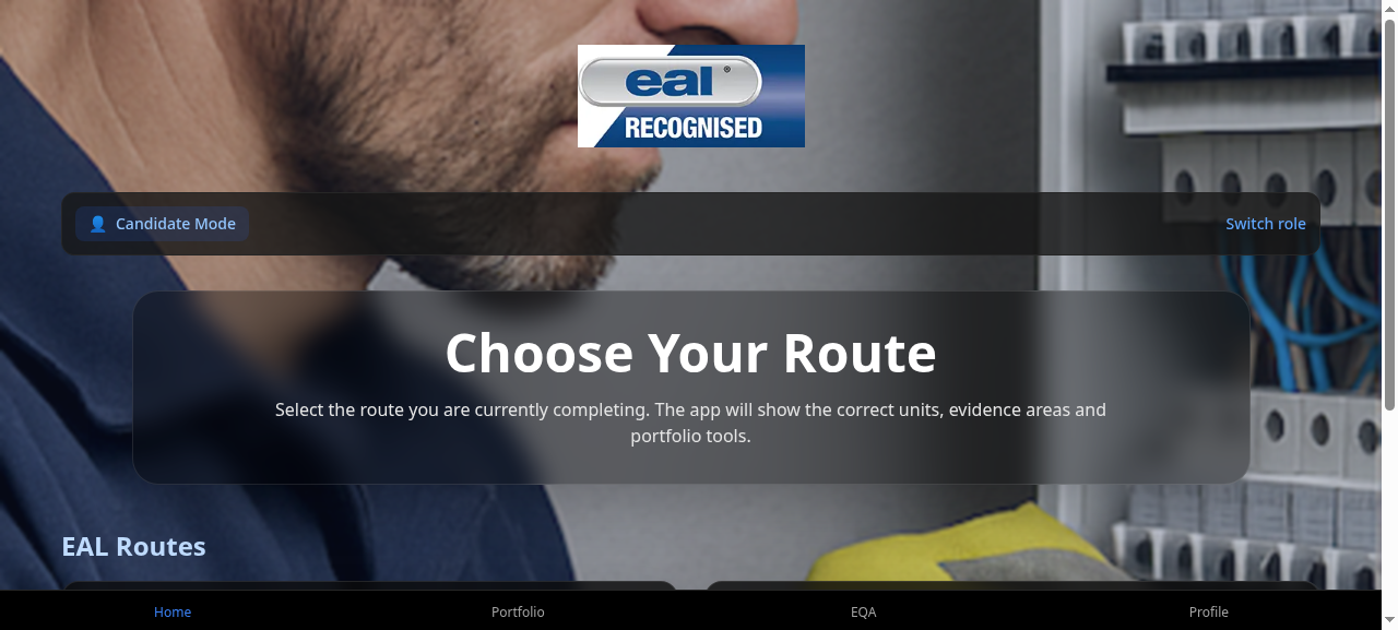 EWA Tracker Web App dashboard with route selection